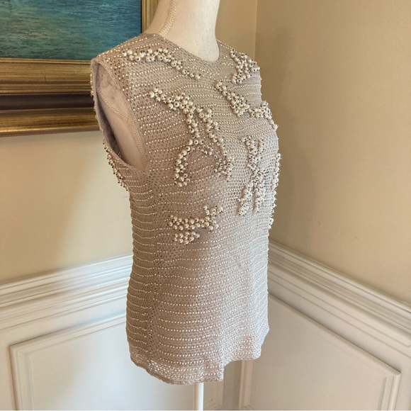 ZARA Limited Edition Gray Pearl Rhinestone Embellished Knit Top - Picture 13 of 13